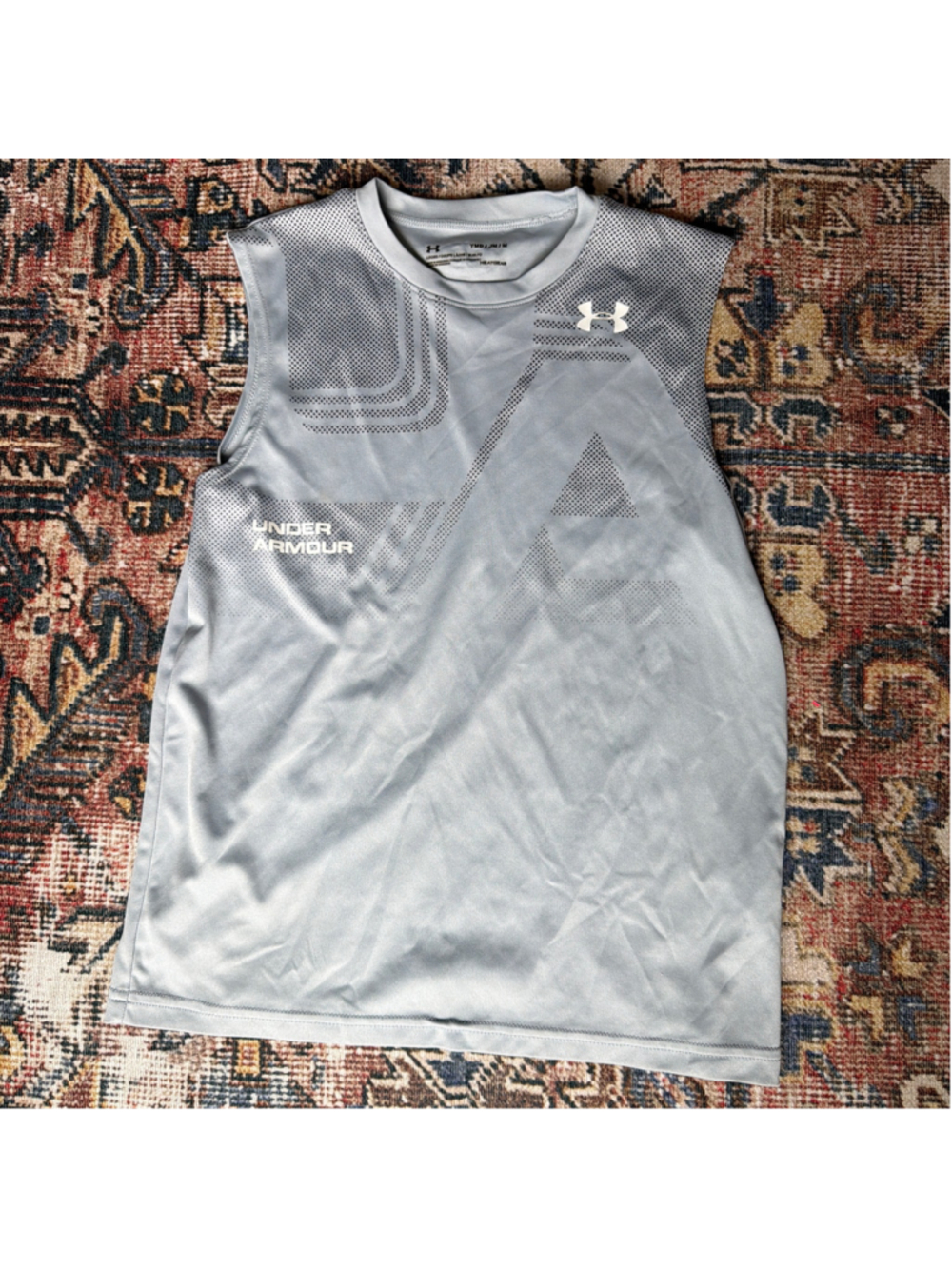 Boys Under Armour HeatGear Tank Top Grey White Size M
